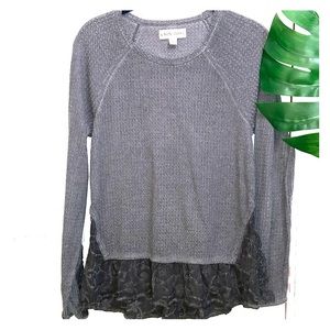 KNOX ROSE WAFFLE KNIT LONG SLEEVE TOP